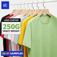 HIC Großhandel Heavy 250G 100% Baumwolle T-Shirt Benutzer definiertes Logo Gedruckte Bestickte Herren Plain DryFit T-Shirt Blank Sport Shirt