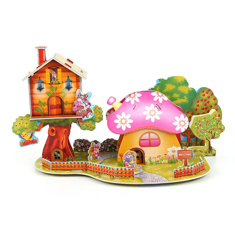 Good quality promotional 3d paper foam puzzle house for children