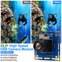 Módulo de Cámara Micro USB ELP Full HD 1080P, Sin Controladores, Alta Velocidad, VGA 100FPS 720P 60fps 1080P 30fps USB 2.0, Cámara Lightburn