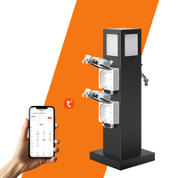 Prise de courant extérieure pour jardin, en acier inoxydable IP66, 2 prises, avec rallonge