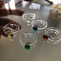 Nouveau design bijoux de mode marbre coloré clair transparent acrylique anneaux résine anneau en gros