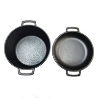 Ensemble de casseroles et poêles en fonte de haute qualité, pré-culottées, avec poignées à boucle, finition antiadhésive, compatibles lave-vaisselle
