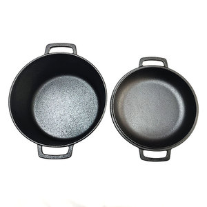 Juego <span class=keywords><strong>de</strong></span> Sartén y Olla Doble <span class=keywords><strong>de</strong></span> <span class=keywords><strong>Hierro</strong></span> <span class=keywords><strong>Fundido</strong></span> <span class=keywords><strong>de</strong></span> Alta Calidad, Precurado, con Asas <span class=keywords><strong>de</strong></span> Bucle - Product Image 1