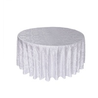 Nappe ronde blanche en tissu damassé en polyester pour mariage, banquet, restaurant et fêtes