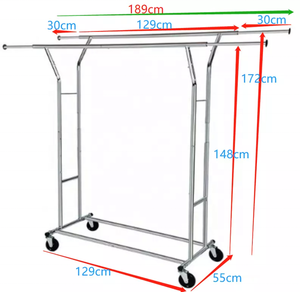 Exhibidor de Ropa Metálico de Doble Riel, Perchero Plateado, Soporte Metálico para Exhibición de Ropa en Tiendas - Product Image 2