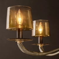 Luxuriöser Moderner Amerikanischer Bernsteinfarbener Glas-Kronleuchter 12-flammig Einstufiger Kronleuchter für Wohnzimmer Esszimmer Schlafzimmer