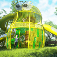 Structure de jeu personnalisée de grande taille, structure d'escalade en filet de cordes pour enfants avec toboggan en spirale transparent pour parc d'attractions en plein air