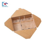 Boîte en papier kraft jetable recyclable pour repas, emballage alimentaire à emporter, vente en gros