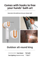 Douche de camping électrique portable rechargeable pour l'extérieur, ensemble de douche de camping rechargeable avec filtre et éclairage, étanche IPX6