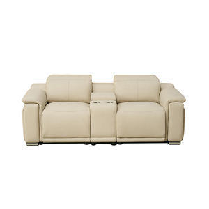 <span class=keywords><strong>Canapé</strong></span> inclinable moderne en cuir beige 2 places avec console et chargeur <span class=keywords><strong>sans</strong></span> <span class=keywords><strong>fil</strong></span>, cadre en métal - Product Image 4