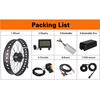 Kit de conversion pour vélo électrique, gros pneus, 20, 26 pouces, 20x4, 24x4, 500w
