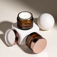 Emballage pour soins de la peau, pots de crème pour le visage de 50 ml, 60 ml, 100 ml, pots en verre ambré givré à large ouverture avec couvercle en or rose métallique
