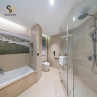 Ensemble de meubles de salon d'hôtel, canapé modulaire en tissu, fauteuils en bois massif, suite d'hôtel avec services, meubles sur mesure