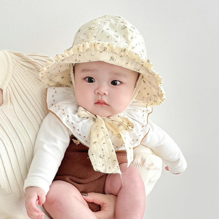 Straw Hat Baby Girl Hats With Flowers Cute Print Flower Baby Hat