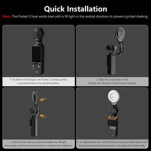 Amazear - Luz de Video LED con Seguimiento Automático, Gimbal para Selfies, Iluminación Auxiliar para Vlogs, Accesorios para Cámara DJI Osmo Pocket 3 - Product Image 6