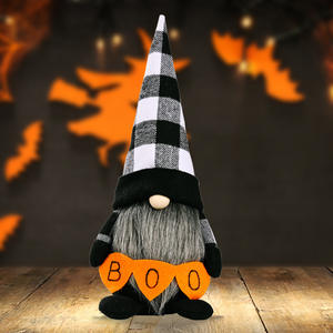 Decoraciones de Peluche con Temática de Murciélagos y Cuadros Buffalo para Fiestas de Halloween y Decoración del Hogar, Divertido Dúo de Gnomos de Halloween - Product Image 5