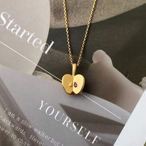 Collar con Colgante de Plata de Ley S925, Diseño de Manzana en Rodajas, Simple, Fresco, con Significado, Ideal para Regalo, Colgante de Moda para Clavícula - Product Image 5