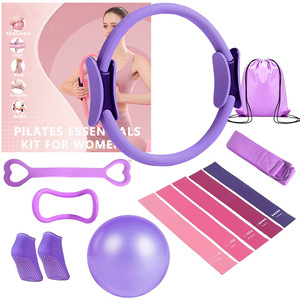Ensemble de fitness Pilates Ring, 18 pièces, kit d'exercices de yoga avec bandes de résistance pour femmes, accessoires de mise en forme corporelle, matériau EVA - Product Image 1
