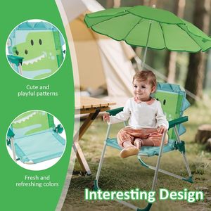 Chaise de plage pour enfants avec parasol, chaise pliante d'extérieur avec auvent et motif de dessin animé, portable pour la plage, la piscine, le parc, le <span class=keywords><strong>jardin</strong></span>, la cour - Product Image 3