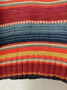 Pull à rayures bohème décontracté tricoté à la main Vagues dégradées colorées Motif complexe inspiré du paysage Laine multicolore/Cachemire - Product Image 4