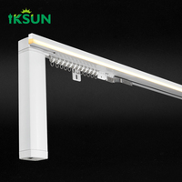 Sistema de riel de cortina motorizado IKSUN Motor eléctrico de CC Smart Tuya Homekit APP Control Cenefa Riel de cortina con luz LED