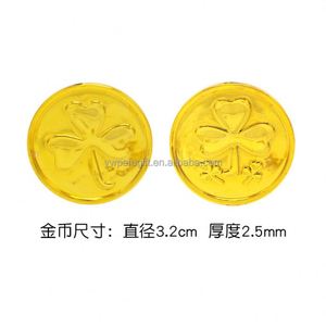 Monedas de la Suerte de Plástico Verdes y Doradas del Día de San Patricio con Diseño de Leprechaun y Trébol Falso - Product Image 4