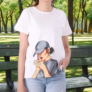 T-shirts pour femmes ultimes, logo personnalisé, tissu épais uni, coupe ample, streetwear décontracté, t-shirt à manches courtes - Product Image 2