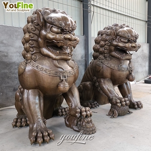 Grande statue de chien de garde chinois Fu Foo en bronze coulé grandeur nature pour la décoration extérieure de jardin, d'entrée ou de voie d'accès - Product Image 3