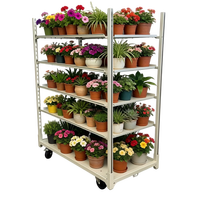 Étagère de présentation de fleurs sur roulettes pour centre de jardinage, chariot de transport multi-étagères en acier galvanisé pour pépinière