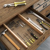 Diviseurs de tiroirs réglables en bambou vintage - Organisateur d'ustensiles de cuisine gain de place pour la maison et le bureau