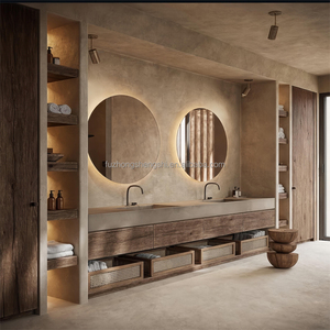 Luxury Modern Marble <strong>Wood</strong> <strong>Bathroom</strong> <strong>Cabinets</strong> Smart Mirror Eco-Friendly Soft Closing Water Resistant for Apartment Villa Hotel Use - Product Image 2