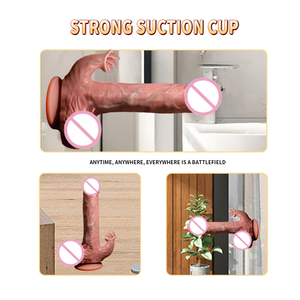 Dildo Vibrador con Calefacción y Empuje, Triple Capa <span class=keywords><strong>de</strong></span> Silicona Líquida, Lengua Estimulante, Silencioso, Control Remoto, Dildo Grande Realista para Mujeres - Product Image 3