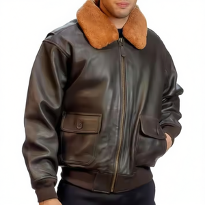 Chaqueta de Cuero Genuino de Oveja para Hombre al por Mayor de Alta Calidad con Cuello Alto y Cierre de Cremallera para Invierno - Product Image 1