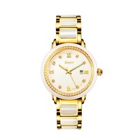 Montres de couple automatiques mécaniques en jade blanc naturel, design noble, affichage de la date, étanches 3 ATM, luxe