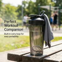 Bouteille de shaker de protéines portable pour le sport en plein air, sans BPA, en plastique réutilisable, anti-fuite, pour boire directement