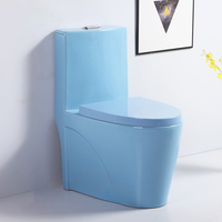 WC monobloc en céramique coloré bleu ciel et noir pour salle de bain, cuvette de toilettes colorée