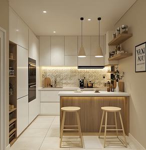 Cbmart מודרני מותאם אישית דירה קטנה ארונות מטבח עם הוביל אורות שטח ניצול עיצוב - Product Image 3