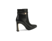 Bottines mi-mollet en PU verni pour femme avec boucles dorées, bout pointu, talon aiguille, confortables, automne/hiver