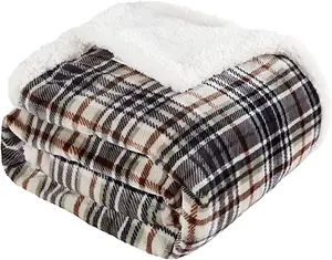 Personalizzato caldo 100% poliestere divano letto Plaid Soft Throw coperta Sherpa