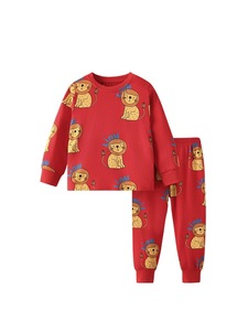 Ensemble <span class=keywords><strong>pyjama</strong></span> imprimé <span class=keywords><strong>lion</strong></span> pour garçons, 2 pièces rouges à manches longues et col rond, vêtements de nuit décontractés pour enfants de 1 à 6 ans - Product Image 4