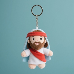 سلسلة مفاتيح مخصصة من القطيفة اليسوسية الكلاسيكية للمسيحي المنقذ شخصية - Product Image 2