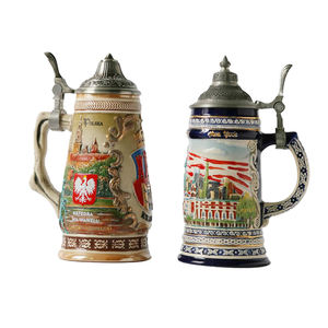 Mug <span class=keywords><strong>de</strong></span> <span class=keywords><strong>bière</strong></span> en céramique avec couvercle en métal, grès, coréen, allemand, forme créative, 1 litres - Product Image 4