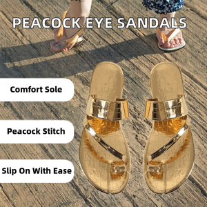 Sandales de plage d'été européennes pour femmes, style œil de paon, à enfiler, tendance mode, chaussures à plateforme, semelle en caoutchouc, chaussons de luxe - Product Image 2