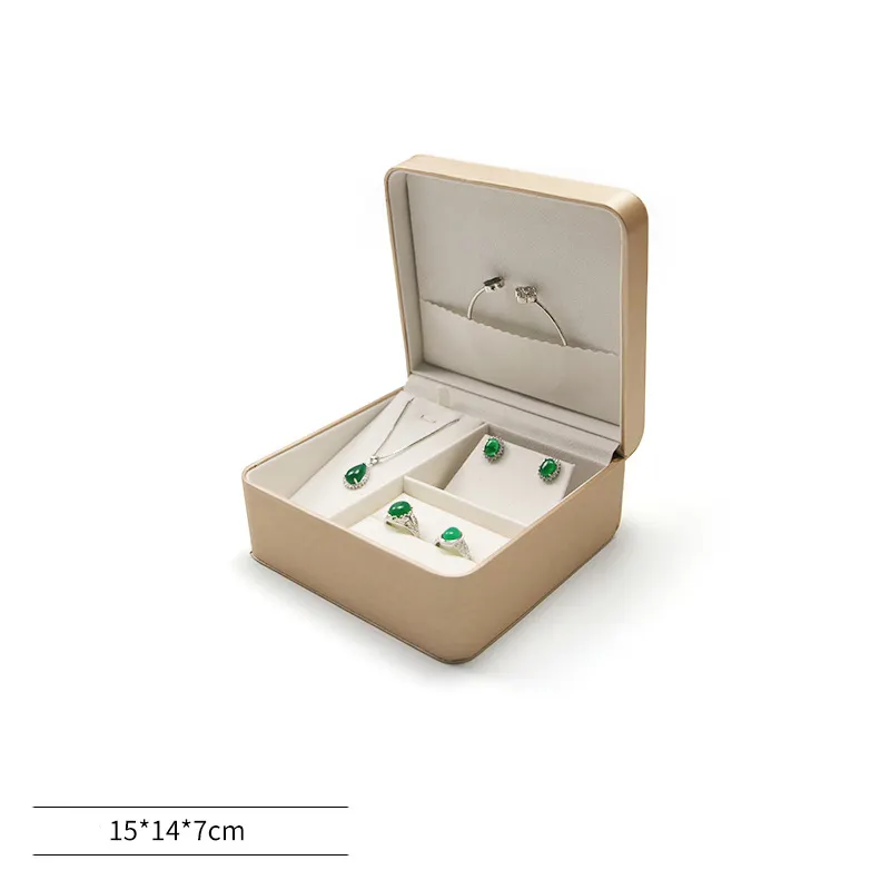 Vazio PU couro caso jóias anel caixa acessórios embalagem caixa pingente pulseira caixa de armazenamento atacado pode ser impresso logo