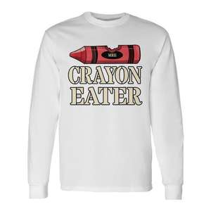 Camiseta de manga larga Crayon Eater para adultos, unisex, cuello redondo, diseño de meme militar, ropa promocional - Product Image 1