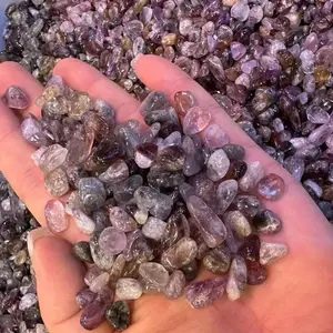 Áspero Titânio Quartzo Tombado Cascalho Raw Rock FengShui Reiki Pedras Preciosas e Chips De Cristal Atacado Cura Artesanato De Pedra Natural