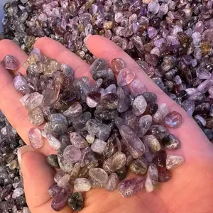 Cuarzo de titanio en bruto grava caída roca cruda FengShui Reiki piedras preciosas y virutas de cristal al por mayor curación artesanías de piedra Natural