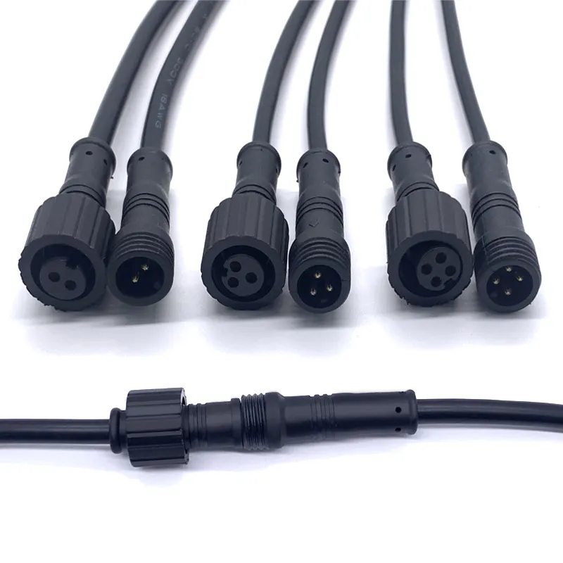 LED Lighting Aviation Connector Sensor 2 Pin 3 Pin 4 Pin Ip67 Waterproof Male To Female Spiral Jack Extension Connector Cable