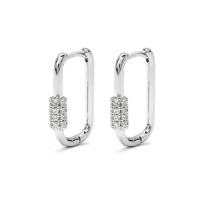 Boucles d'oreilles clous géométriques en forme de U avec micro-incrustations de zircon, or, argent, or rose, pour un usage quotidien - Product Image 4
