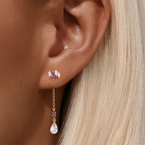 Pendientes de Plata S925 con Amatista Natural y Borla en Forma de Corona, de Doble Uso - Product Image 6
